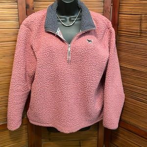 PINK 1/4 zip Sherpa pullover Medium